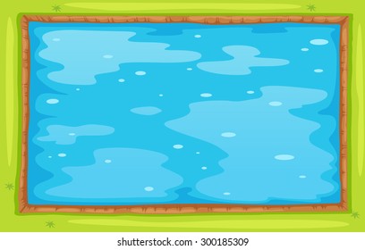 Aerial view of lake or pool illustration