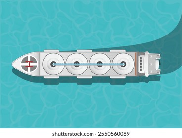 Aerial view LNG ship with storage tank for loading LNG onto sea vessel.Gas LNG pipeline.Import of methane and propane.gas pipes.Oil and gas fuel manufacturing industry.