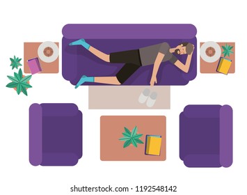 aerial view of man resting avatar character