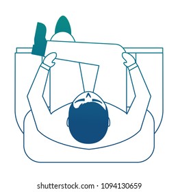 aerial view of man sitting with cross leg in sofa