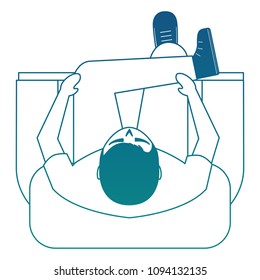 aerial view of man sitting with cross leg in sofa