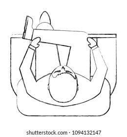 aerial view of man sitting with cross leg in sofa