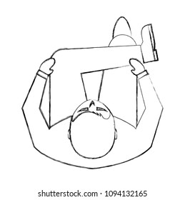 aerial view of man sitting with cross leg