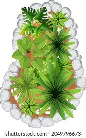 Vista aérea de muitas árvores tropicais isoladas sobre fundo branco ilustração