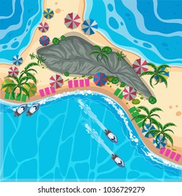 Aerial view of ocean and island illustration