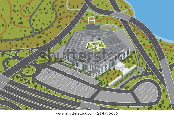 Aerial View Pentagon Vector Clip Art Stock Vector Royalty Free 214796635