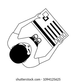 aerial view of person with palette graphic designer