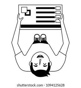 aerial view of person with palette graphic designer