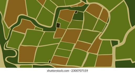 Aerial view of the rice field background. Vector illustration