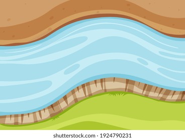 Aerial view river close up illustration