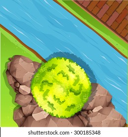Aerial view of river illustration