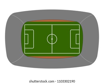 Aerial view of a soccer stadium