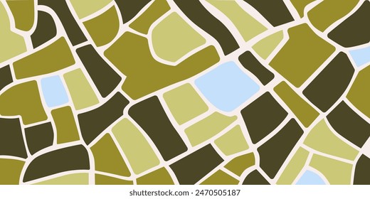 Aerial view Top view Green rice fields top view countryside.Vector eps 10