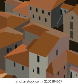 aerial view of a town block