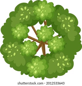 Vista aérea de un árbol aislado en la ilustración de fondo blanco