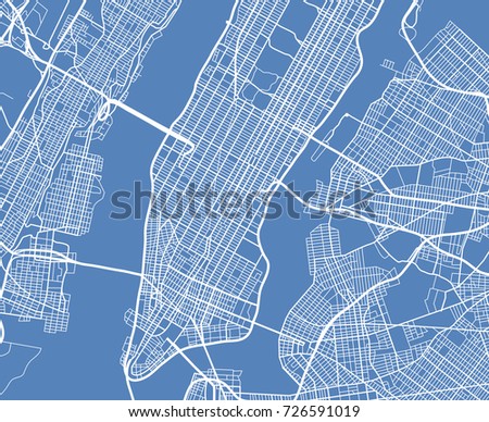 Aerial view USA New York city vector street map. City street aerial map new york illustration
