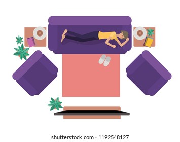 aerial view of woman resting avatar character