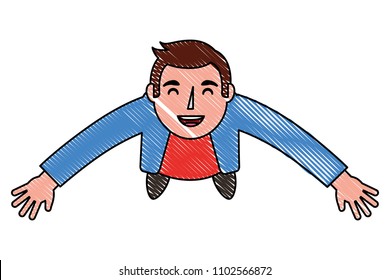 aerial view of young man isolated icon