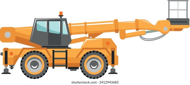 Aerial Work Platform Bucket Truck Icon in Flat Style. Vector Illustration