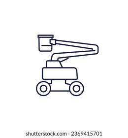 aerial work platform icon, AWP line vector