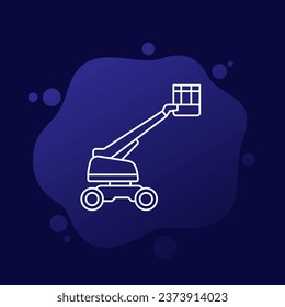 icono de la plataforma de trabajo aéreo, vector de línea