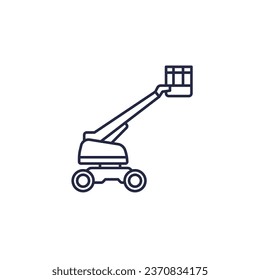 aerial work platform line icon on white