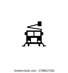 Icono de plataformas aéreas de la plataforma de trabajo aéreo. Coche con icono de la cuna de elevación