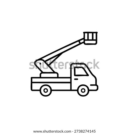 Aerial work platform truck black and white vector illustration construction machinery icon