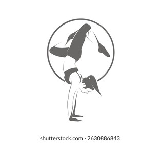 Imagem de logotipo de design ioga aérea