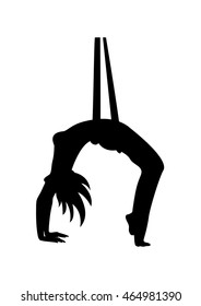 Aerial yoga icon. Flying yoga vector icon. Anti-gravity yoga.