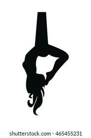 Aerial yoga icon. Flying yoga vector icon. Anti-gravity yoga.