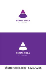 Aerial yoga logo template.