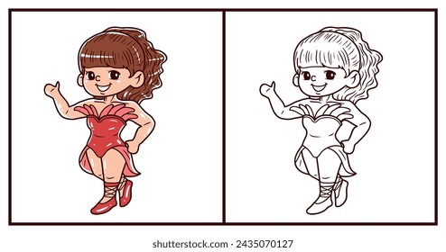 Aerialist girl character with sketch vector illustration
