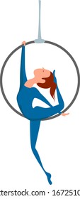 Aerialist girl, illustration, vector on white background.