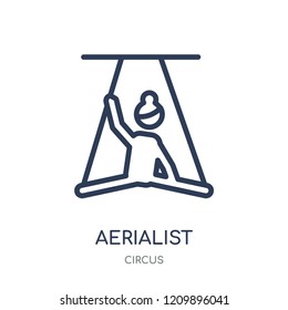 Aerialist icon. Aerialist linear symbol design from Circus collection. Simple outline element vector illustration on white background.