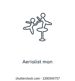 Aerialist man concept line icon. Linear Aerialist man concept outline symbol design. This simple element illustration can be used for web and mobile UI/UX.