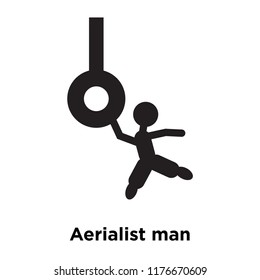 Aerialist man icon vector isolated on white background, logo concept of Aerialist man sign on transparent background, filled black symbol