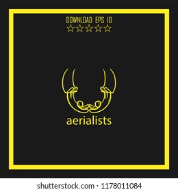 aerialists sketch vector icon