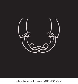 Aerialists vector sketch icon isolated on background. Hand drawn Aerialists icon. Aerialists sketch icon for infographic, website or app.