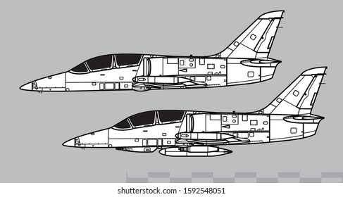 Aero L-39 Albatros. Vector drawing of training aircraft. Side view. Image for illustration.