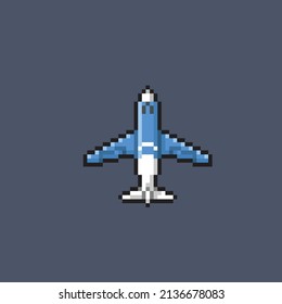 aero plane in top view with pixel style