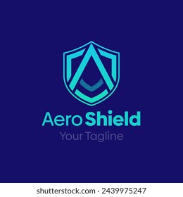 Aero Shield Logo Design Template: Merging Letter A with Shield Symbol. This modern alphabet-inspired logotype is perfect for Technology, Business, Organizations, Personal Branding, and more.