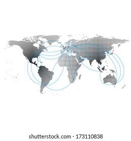 aero ways in the business world map background vector