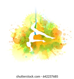 Aero Yoga Illustration Female Silhouette Background Stock Vector ...