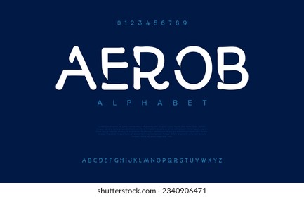 Aerob creative modern urban alphabet font. Digital abstract moslem, futuristic, fashion, sport, minimal technology typography. Simple numeric vector illustration