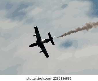 Aerobatic aircraft in flight with smoke in the sky.