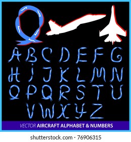 Aerobatics in an airplane alphabet letters and numbers