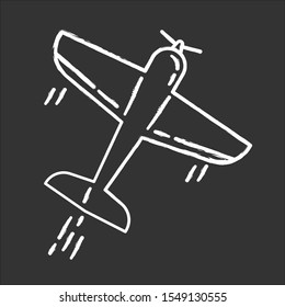 Aerobatics chalk icon. Aerobatic maneuvers and stunt flying. Airforce show with plane. Aviation, aircraft performance. Extreme airshow. Airplanes tricks. Isolated vector chalkboard illustration