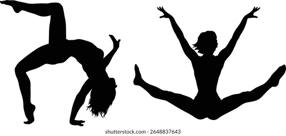 aerobic dance silhouette vector  illustrator 