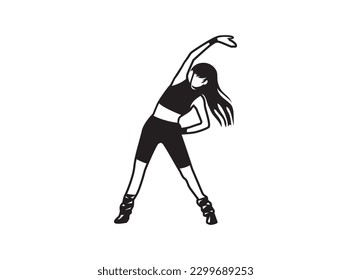 aerobic exercise icon vector, woman warm up pose